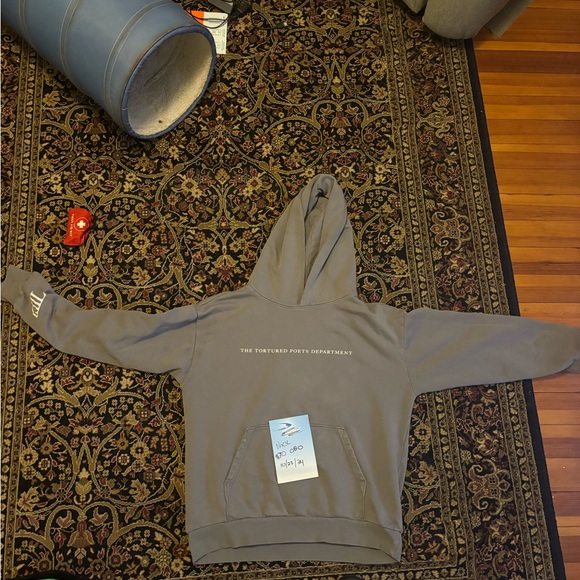 Grey Tortured Poets Department Hoodie in Large, Lightly Warn/ Like-New - Picture 2 of 4